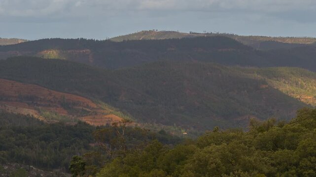 Tranquil Countryside timelapse Landscape in Algarve Portugal Amidst Lush Forests and Rolling Hills