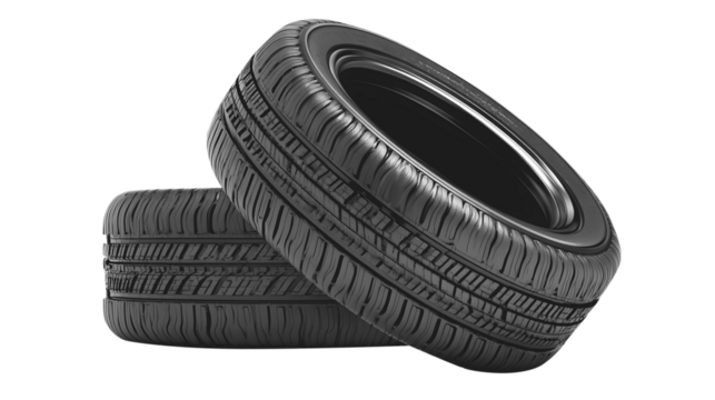 Two Car Tires on White Background automobile vehicle