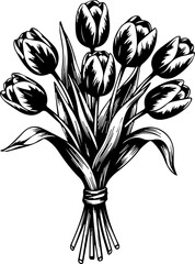 Stunning bouquet of vintage tulips for elegant designs and springtime projects, a touch of classic beauty originally as vector graphics