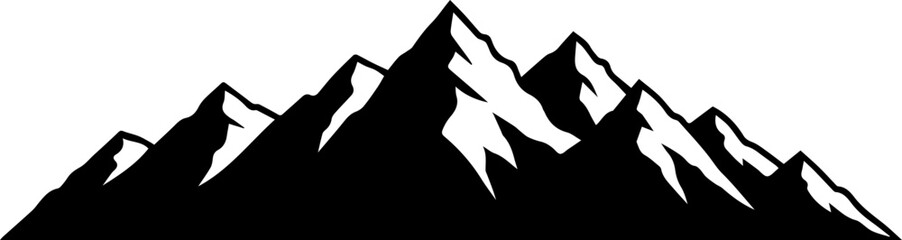Dramatic mountain range with snowy peaks, a symbol of strength, adventure, and the great outdoors. Ideal for logos, branding, and nature-themed designs