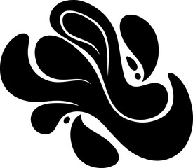 Dynamic abstract organic form, flowing fluid shape for creative design projects, modern black and white element, nature inspired, movement and growth symbol