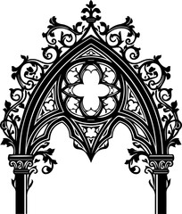 Stunning Gothic archway architectural element evoking history and mystery, perfect for adding vintage elegance to design projects with a touch of drama