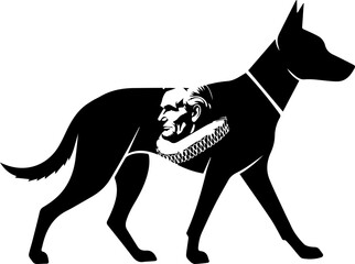 Whimsical dog silhouette art featuring a portrait of William Shakespeare, a creative blend of literature and animal themes, perfect for unique designs