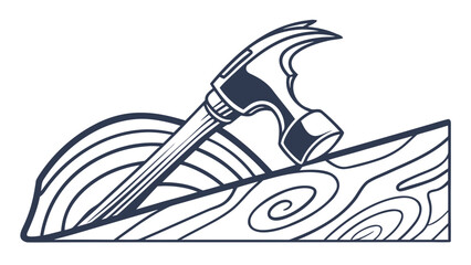 “Modern carpentry logo — abstract wood grain + hammer fusion — minimalist branding vector.”