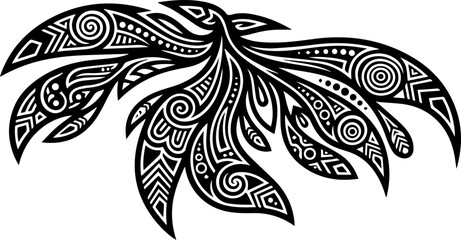Majestic bird soars with intricate tribal patterns, perfect for tattoos, logos, or unique designs showcasing freedom and artistry, originally vector art