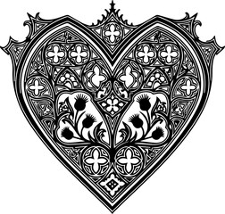 Elegant heart shaped thistle illustration for wedding invites, romantic designs, or heritage projects. Vintage inspired artwork with detailed floral elements.