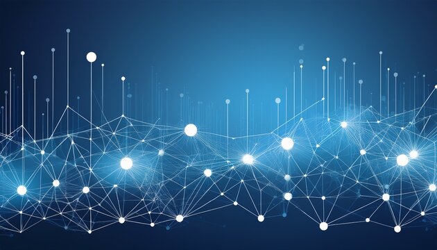 technology concept abstract and futuristic blue dots and lines connected together with a white accent detailed