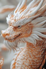 Detailed figurine of a fierce dragon with vibrant orange scales and intricate designs.
