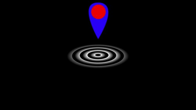 Gaps Navigator Pin icon, location Icon Glowing Bright Symbol. position location tracking animated on black background.