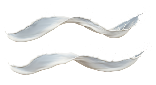 Splashing white liquid swirls and curves dynamic movement captured perfect for design on transparent background. - Powered by Adobe