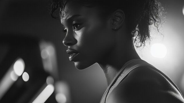 A focused athlete looking ahead with determination.