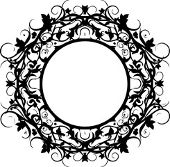 Elegant swirling floral frame for invitations or cards, perfect for adding a touch of organic beauty and sophistication to your creative projects