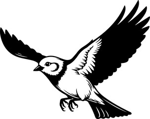 Elegant bird in graceful flight, soaring high with delicate wings, a symbol of freedom and peace, perfect for nature designs and creative projects