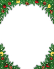 Pine Tree Leaves & Ornament Christmas Holiday Seasonal Frame Transparent Background PNG