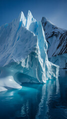 Majestic iceberg reflecting in arctic waters under a clear sky