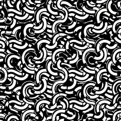 Obraz premium Abstract black and white pattern background with curved lines and shapes seamless vector design art 100