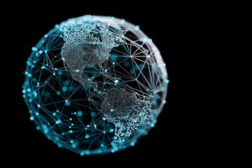 wireframe globe with points that shine. Slightly blue small details