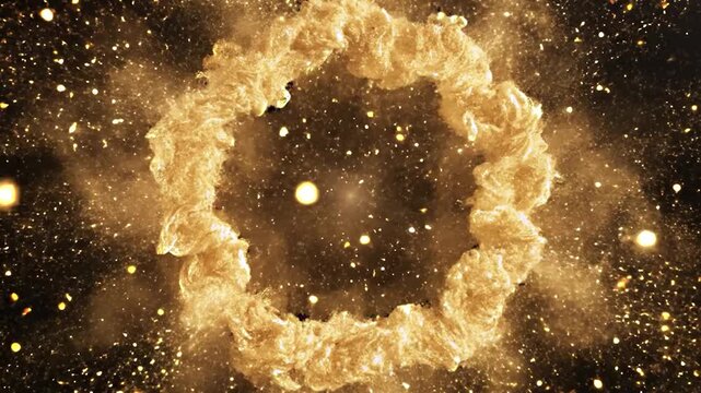 Sky shot explosion in gold particles in sky 4k footage, diwali particles and wishes background 4k footage, fire crackers animation, particles