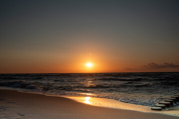 Fototapeta premium Beautiful summer sunset in Rewal. Polish Baltic Sea. Rewal. Poland. Polish Sea.