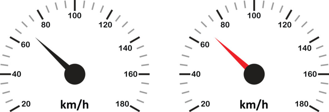 Speedometer and dashboard gauge vector icon set. Speed indicator signs collection isolated on transparent background. Ideal for vehicle dashboard design, apps, websites. Vector illustration.