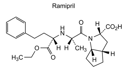 Ramipril, chemical structure of ramipril, drug substance