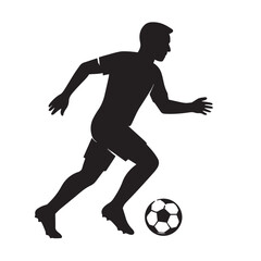 ootball Athlete Silhouette Dribbling Flat Style Illustration