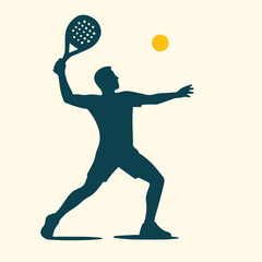 Padel Player Smash Silhouette Flat Vector Illustration