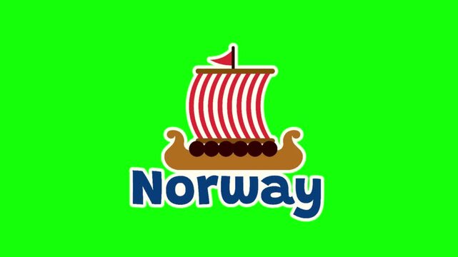 Norway Viking Ship Logo Animated Lower Third Green Screen Template 4K | Chroma Key Travel Tourism Motion Graphic