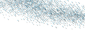 Abstract blue confetti or dot pattern border isolated on transparent background