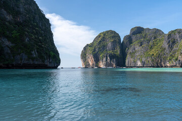 Sand beach of Maya Bay of Ko Phi Phi Leh island in the Andaman Sea, Thailand, Ao Nang, Krabi Province