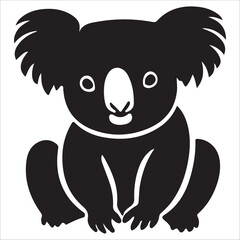 Fototapeta premium Stylized black and white silhouette vector illustration of a cute koala