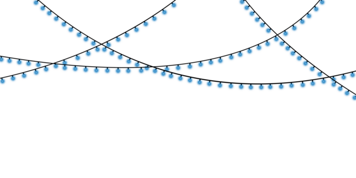 Abstract glowing blue dots forming lines isolated on transparent background