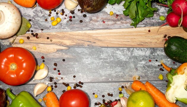 food photography. organic vegetable assortment spices mix background. healthy vegetar