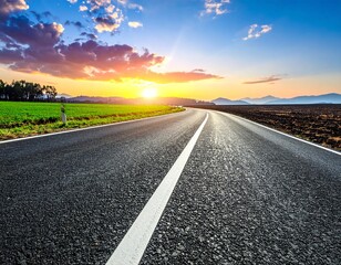 Naklejka premium Asphalt road and dividing lines