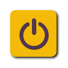 Minimalist Power Button Icon on Yellow Square Background – Modern UI Design
