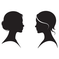 Silhouette Profiles of Two Women Facing Each Other Keywords: silhouette, profile, woman, female