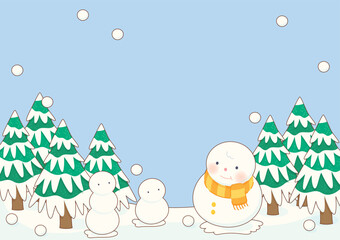 snowman winter forest background 2
