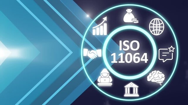 ISO 11064 specifies ergonomic principles, recommendations and requirements to be applied in the design of control centers, as well as in the expansion. Showing ISO 11064 icons on virtual screen.