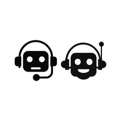 Chatbot Support Minimal Vector Icon Set Robot Headset