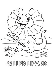 coloring book Frilled Lizard – a frilled lizard with its frill open wide