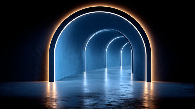 Tunel con luces de neon - Powered by Adobe