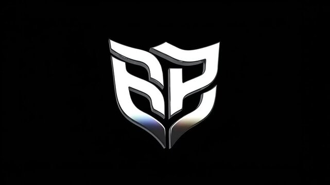 Sleek Silver Shield Logo Animation on Black Background.
