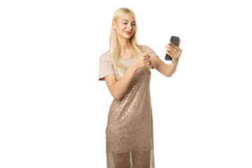 Smiling Girl Taking Selfie