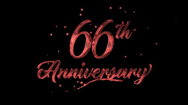 66th anniversary text animation in golden metallic effect. suitable for celebrating special occasions, invitations, anniversary cards and social media. Includes alpha channel for any background.