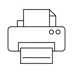 Simple outline drawing of a printer with paper out