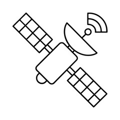 Satellite with solar panels and antenna in outline