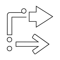 Illustration of arrows and a line with three dots