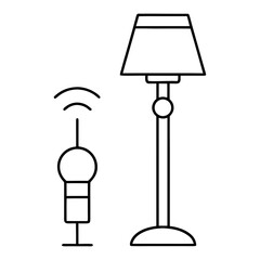 Outline of a floor lamp and a wireless microphone