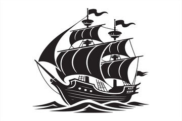Old sailing ship vector for maritime and travel design