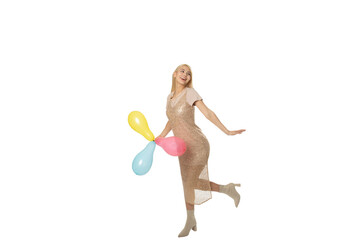 Girl Dancing with Balloons